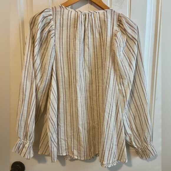 Elizabeth and James Peasant Balloon sleeve Blouse with Subtle Stripes - Picture 9 of 11